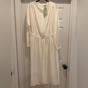 Elegant Cream Long Sleeve Dress